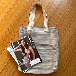 Heavyweight Linen blue and white striped tote bag